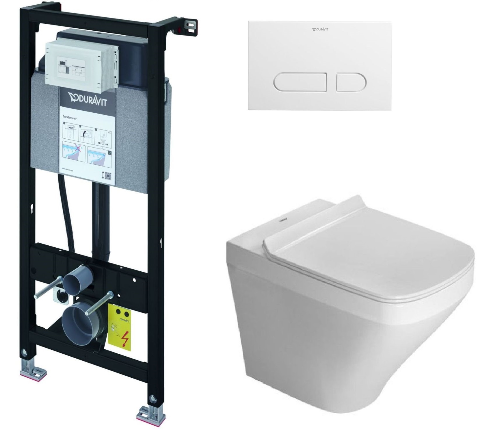 Set WC-Becken mit Absenkautomatik-Sitz Duravit DuraStyle 45510900A1, Unterputzrahmen Duravit DuraSystem WD1011000000, WD5001011000