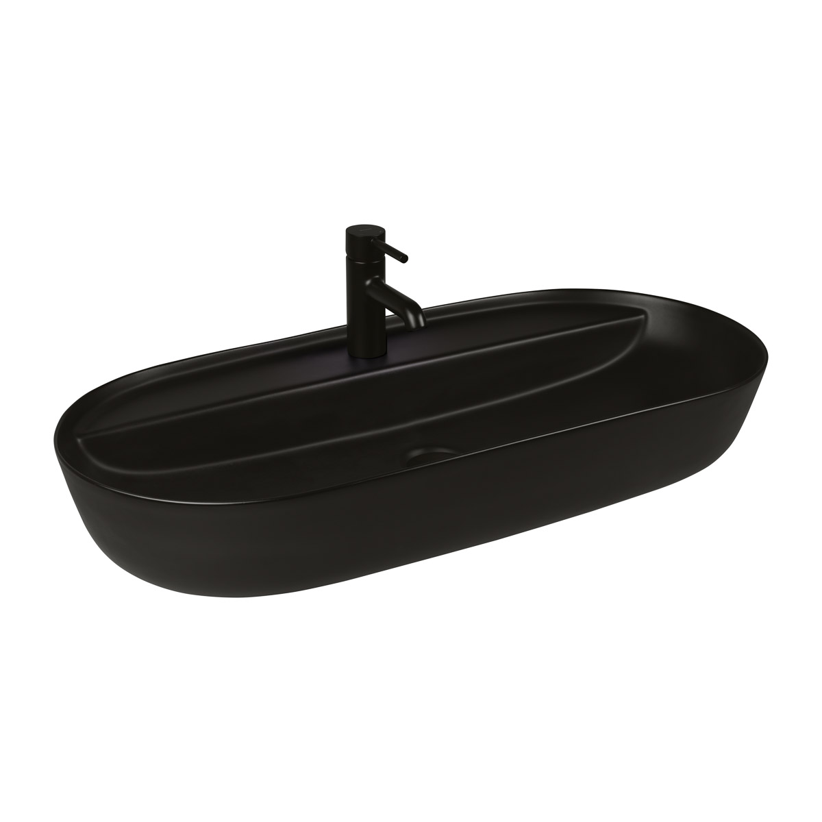 Oltens Hamnes Waschbecken 80x40 cm oval Aufsatzwaschbecken schwarz 41315300