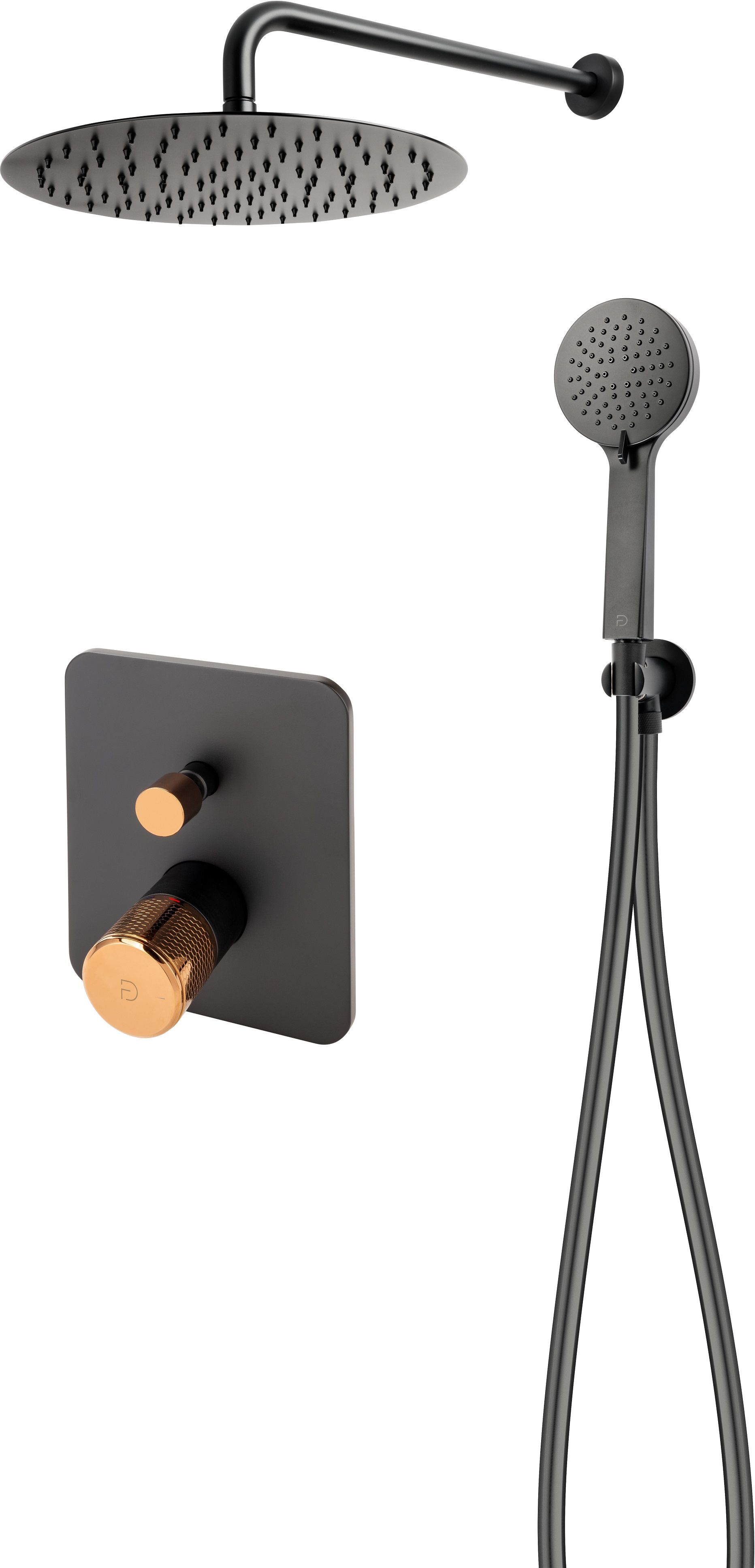 FDesign Ardesia Duschset Unterputz mit Regenbrause schwarz-gold FD1-ARD-7PSET1-25