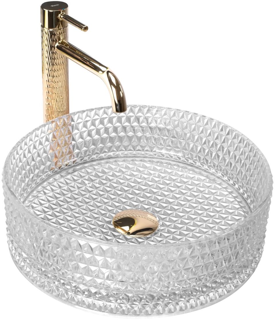 Rea Cristal Waschbecken 35.5x35.5 cm rund Aufsatzwaschbecken REA-U9670