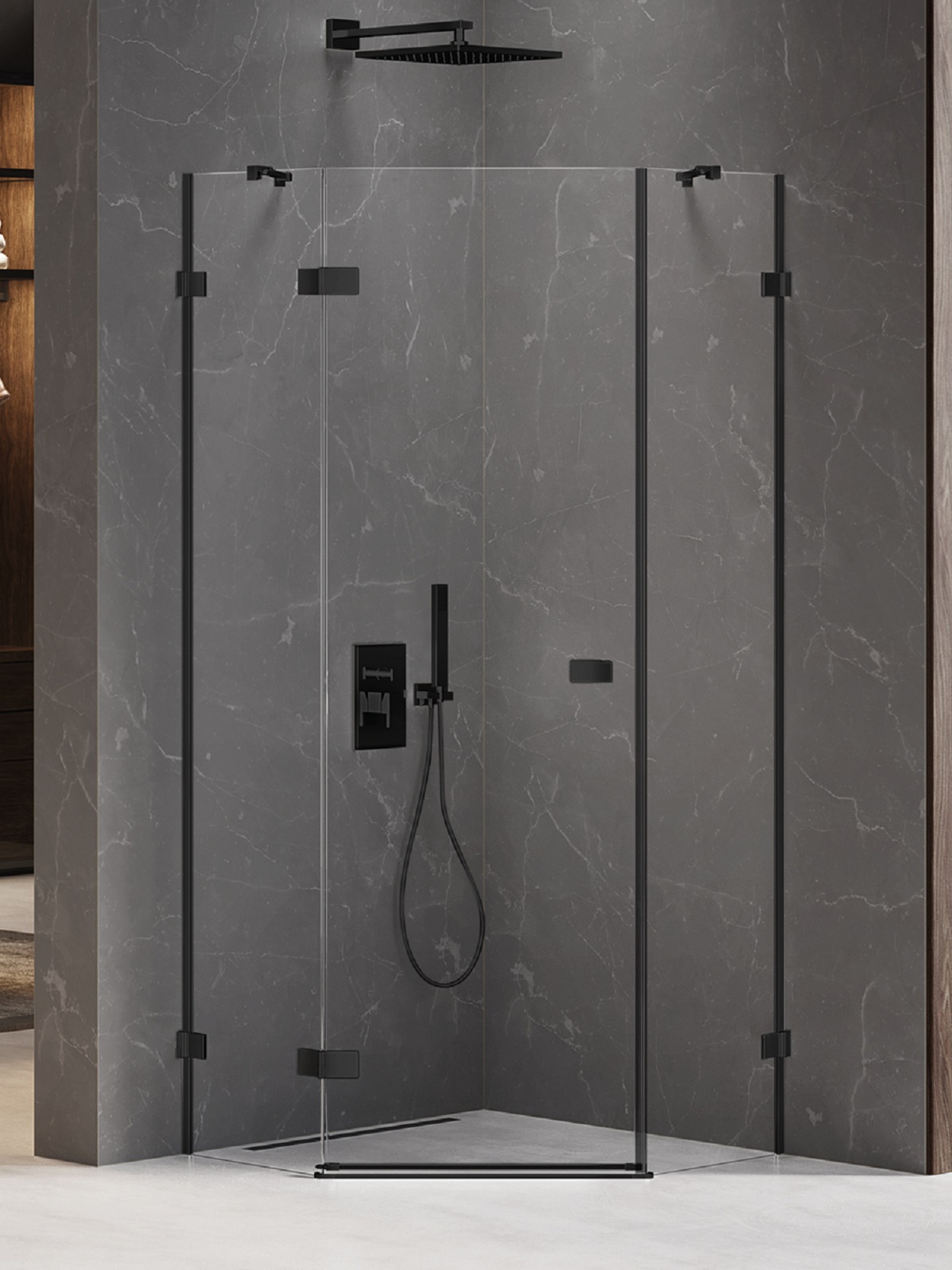 New Trendy Avexa Black Dusche 80x80 cm schwarz Matte/durchsichtiges Glas EXK-3873