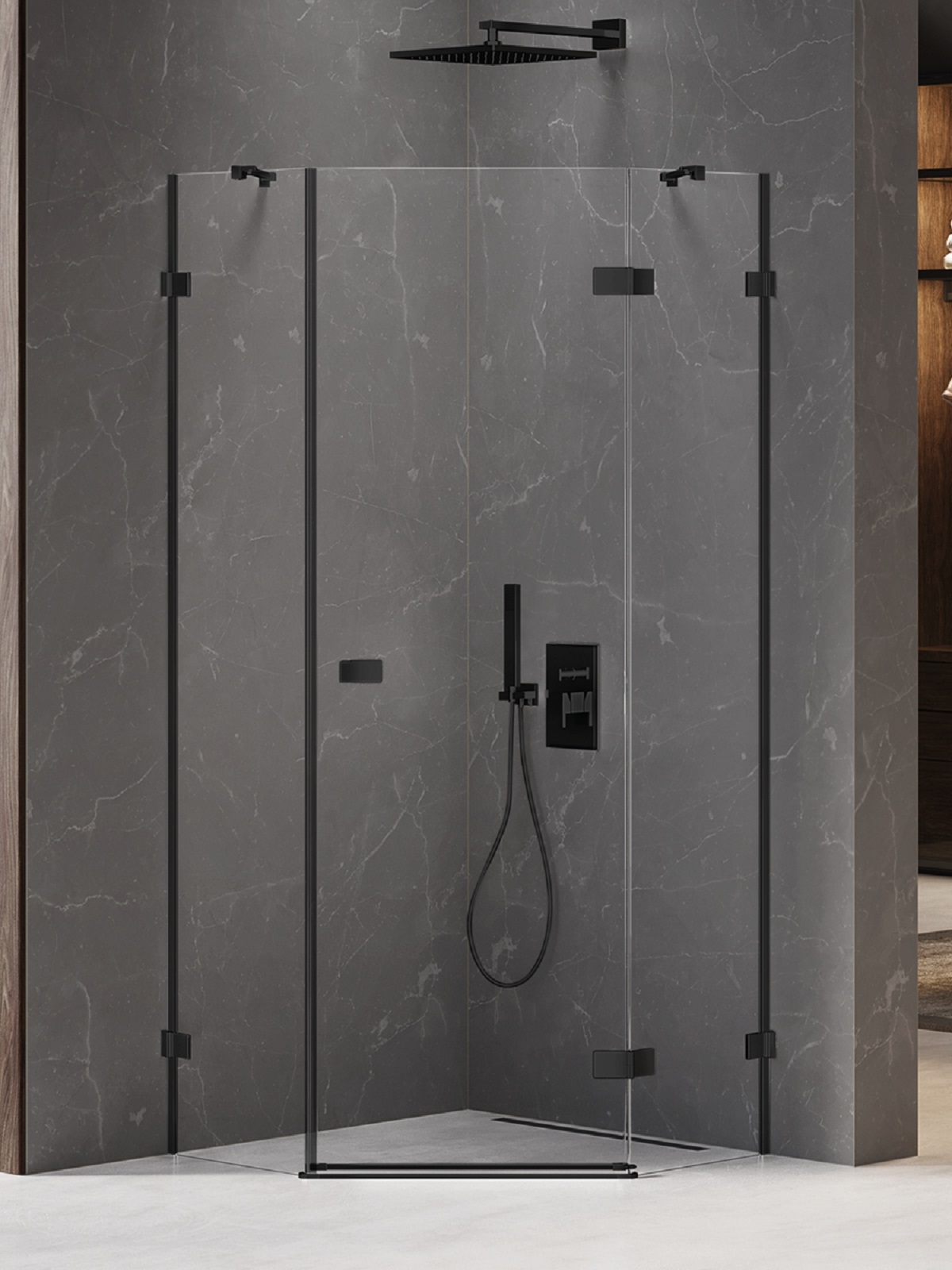 New Trendy Avexa Black Dusche 90x90 cm schwarz Matte/durchsichtiges Glas EXK-3876