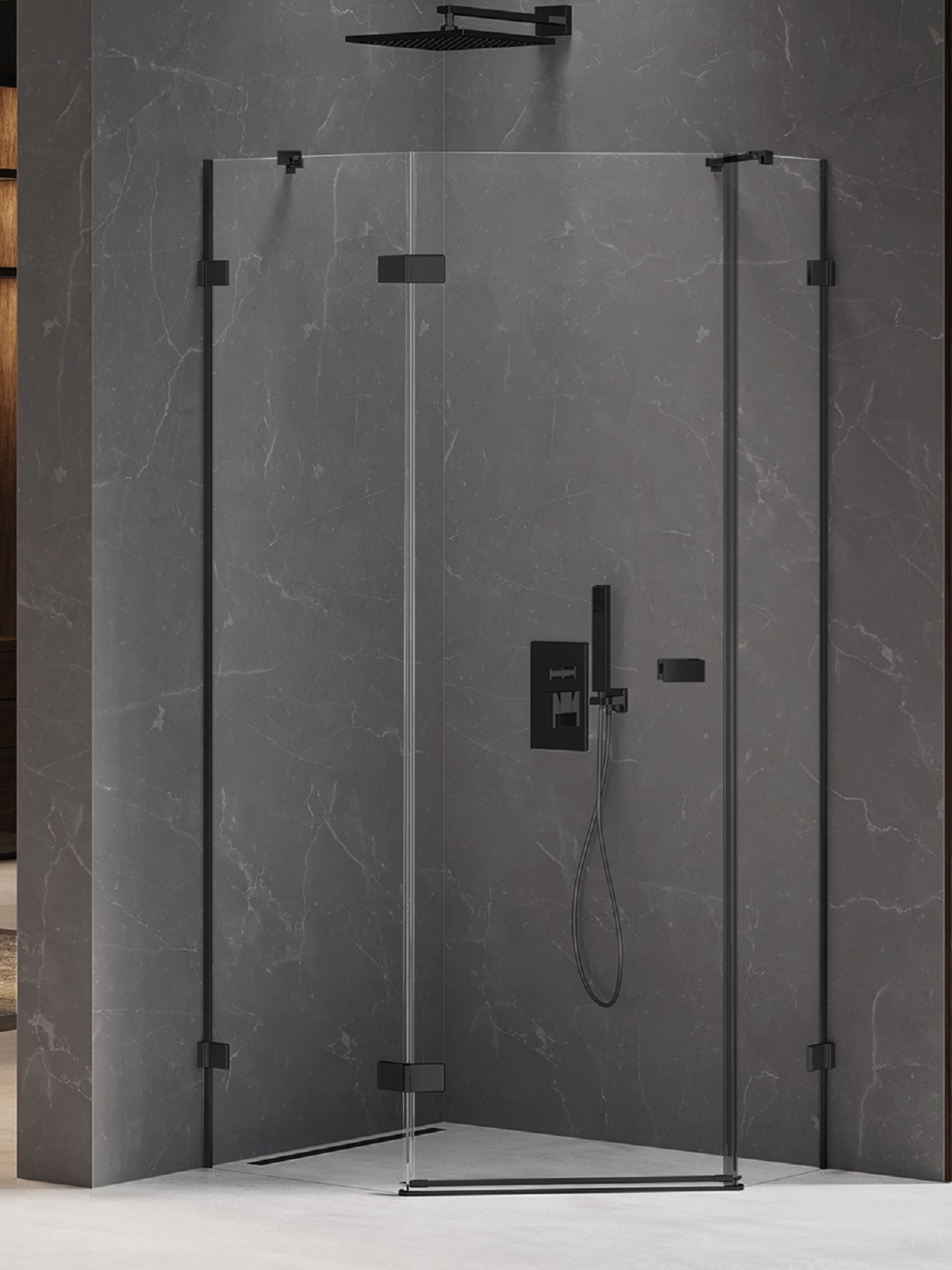 New Trendy Avexa Black Dusche 100x80 cm schwarz Matte/durchsichtiges Glas EXK-3881