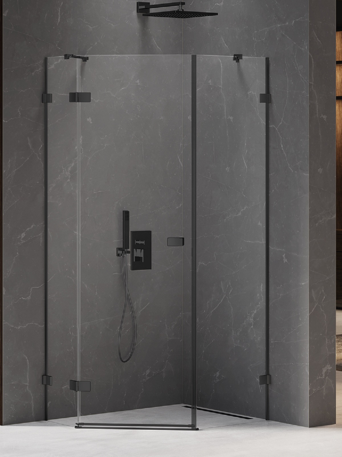 New Trendy Avexa Black Dusche 100x80 cm schwarz Matte/durchsichtiges Glas EXK-3882