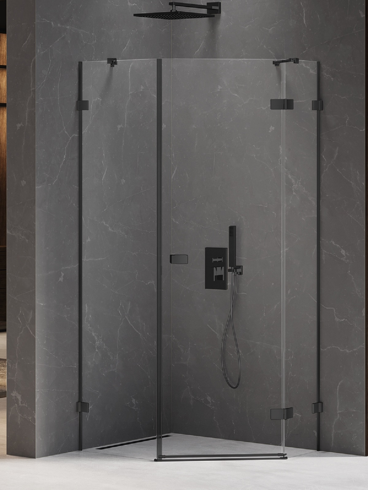 New Trendy Avexa Black Dusche 100x80 cm schwarz Matte/durchsichtiges Glas EXK-3883