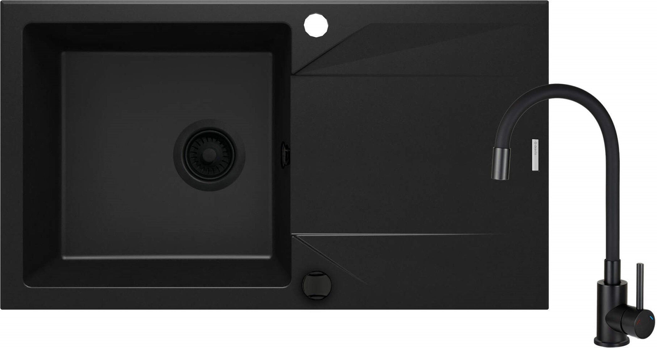 Deante Evora Waschbecken mit Wasserhahn schwarz/schwarz ZQJJN113