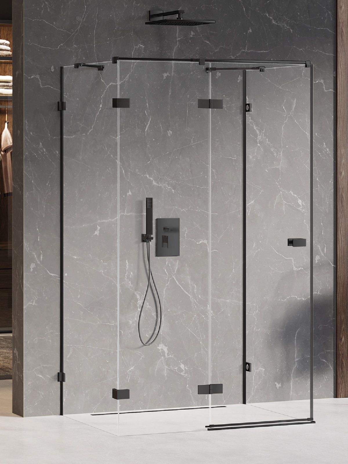 New Trendy Avexa Black Dusche 90x90 cm quadratisch schwarz Matte/durchsichtiges Glas EXK-2603