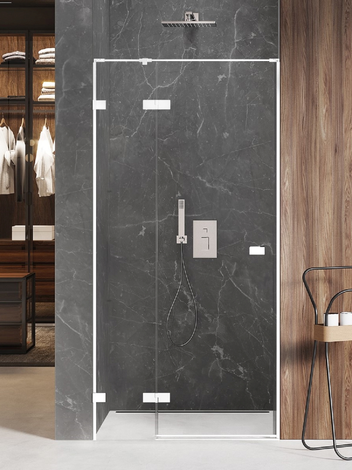 New Trendy Avexa White Duschtüren 130 cm aufklappbar weiß Matte/durchsichtiges Glas EXK-2697