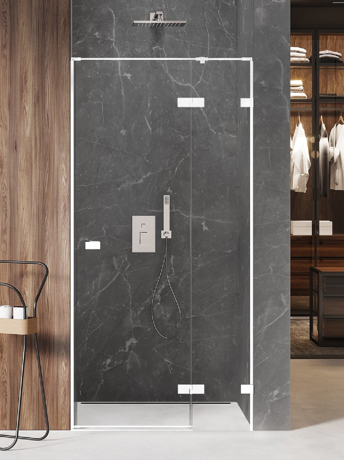 New Trendy Avexa White Duschtüren 140 cm aufklappbar weiß Matte/durchsichtiges Glas EXK-2700