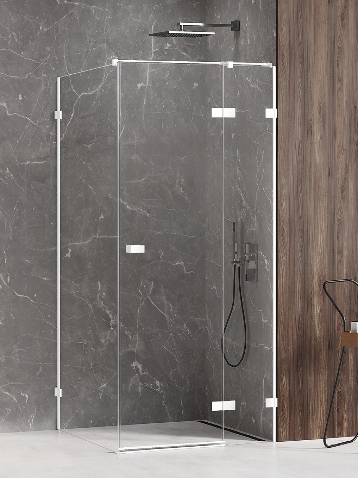 New Trendy Avexa White Dusche 110x90 cm rechteckig weiß Matte/durchsichtiges Glas EXK-2751