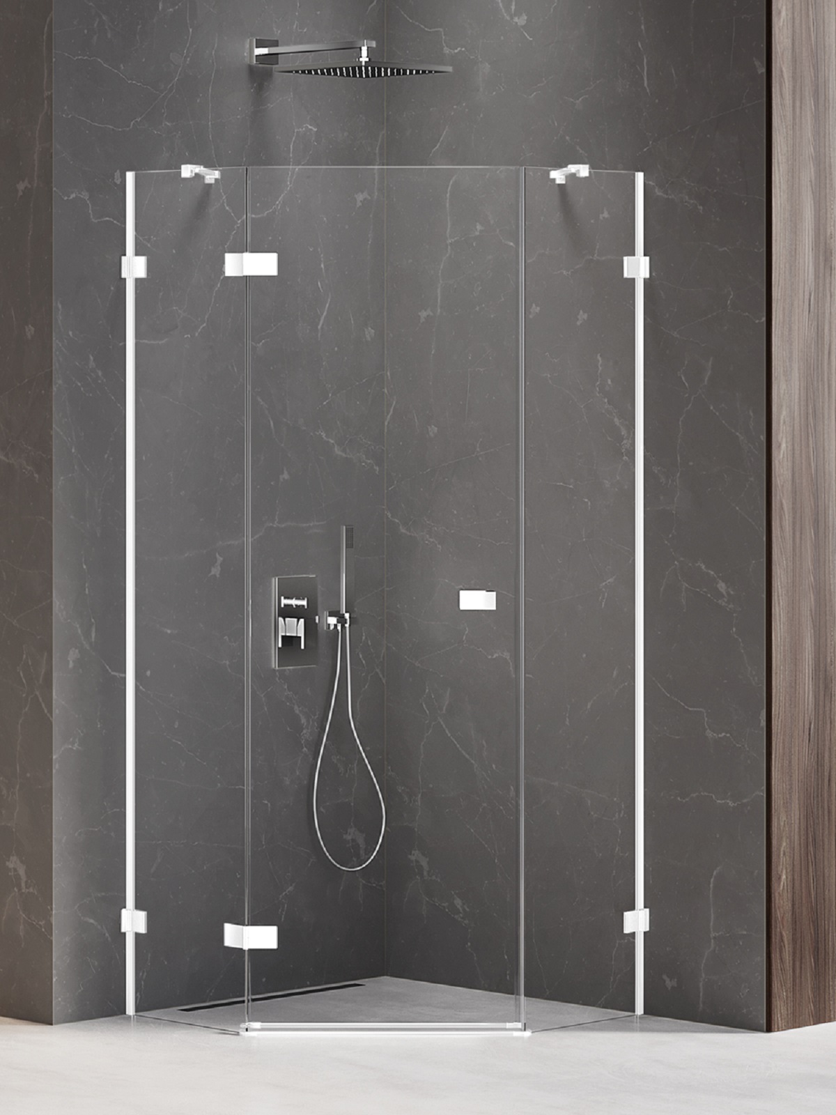 New Trendy Avexa White Dusche 80x80 cm weiß Matte/durchsichtiges Glas EXK-3862