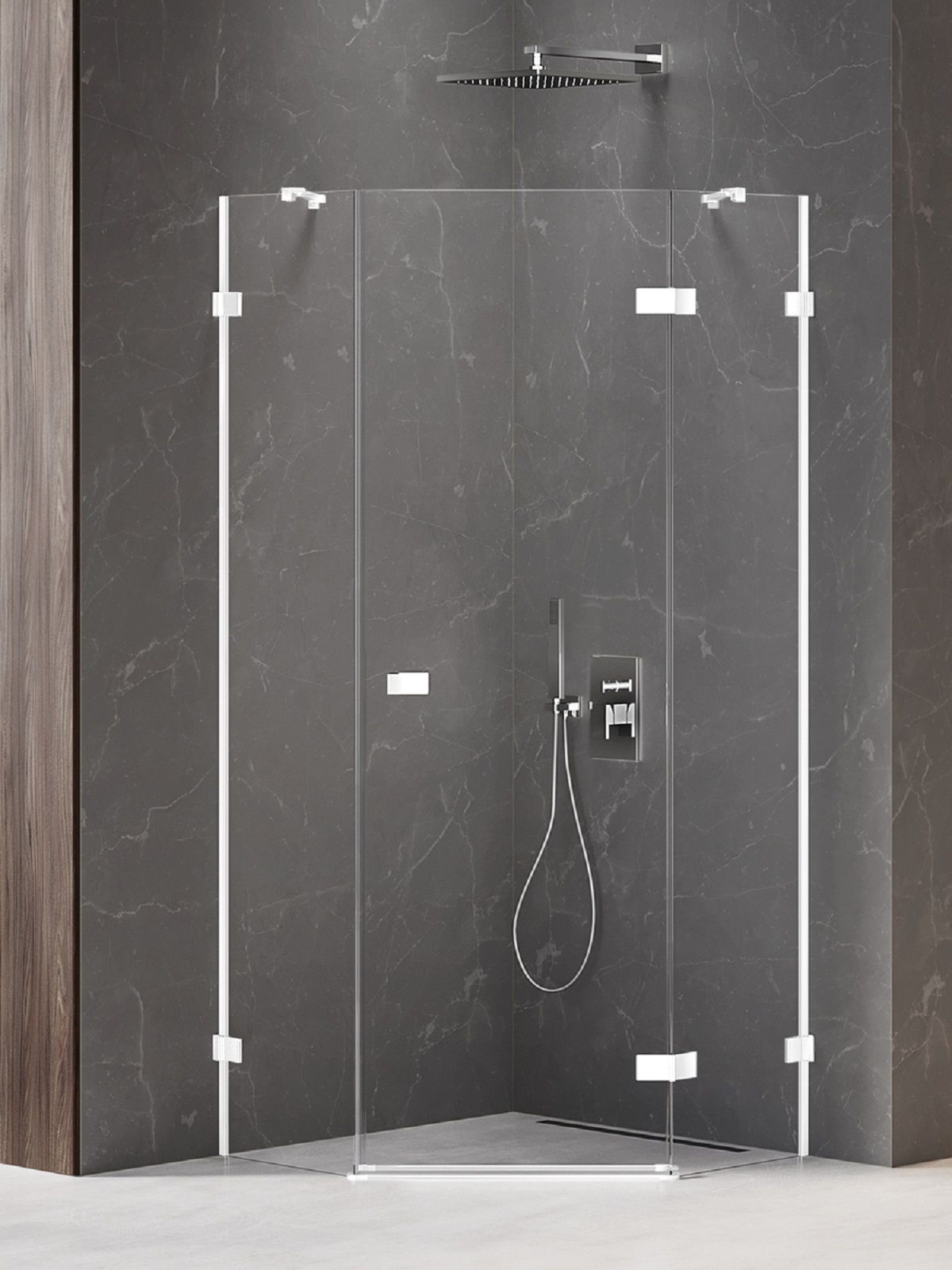 New Trendy Avexa White Dusche 90x90 cm weiß Matte/durchsichtiges Glas EXK-3865