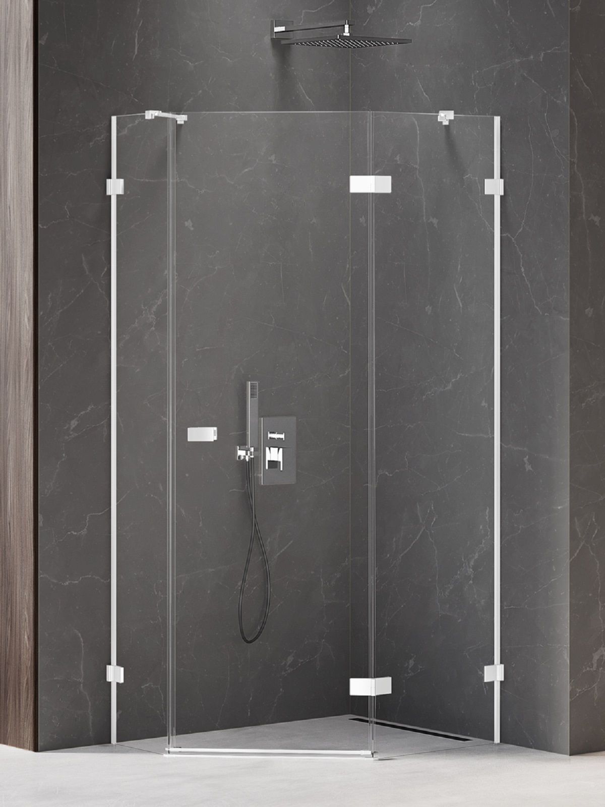 New Trendy Avexa White Dusche 100x80 cm weiß Matte/durchsichtiges Glas EXK-3869