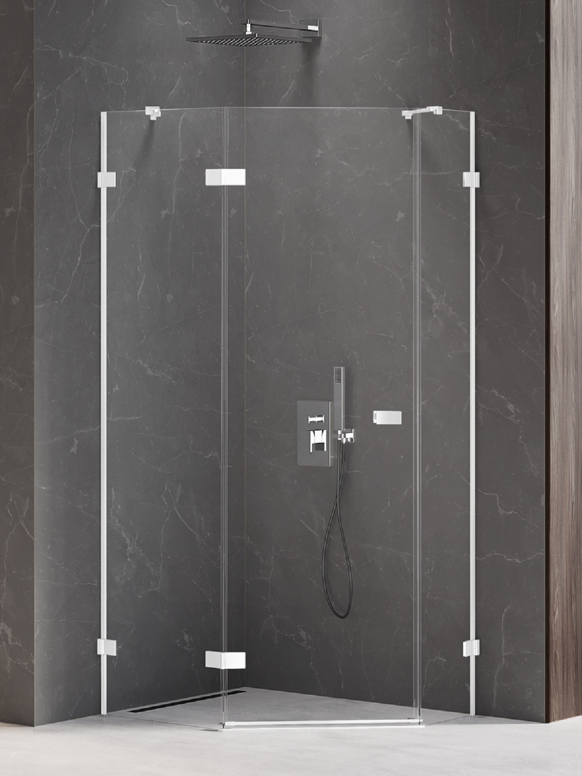 New Trendy Avexa White Dusche 100x80 cm weiß Matte/durchsichtiges Glas EXK-3870