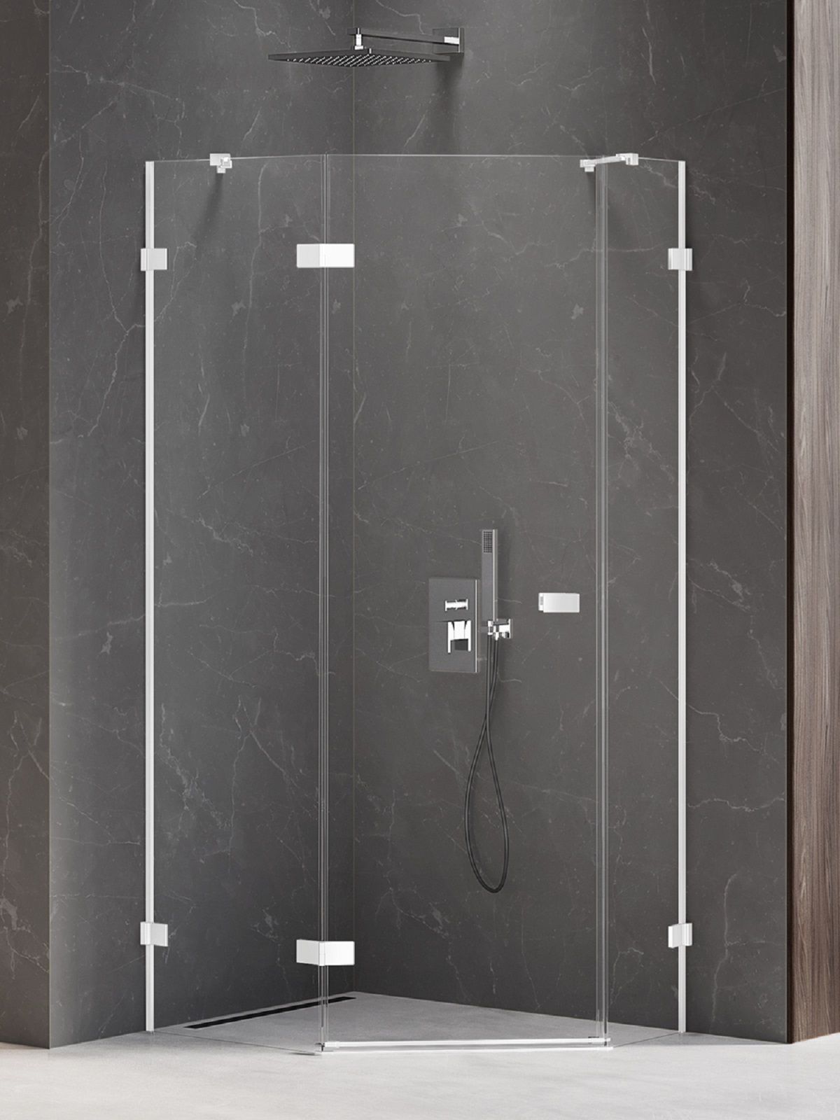 New Trendy Avexa White Dusche 100x80 cm weiß Matte/durchsichtiges Glas EXK-3871