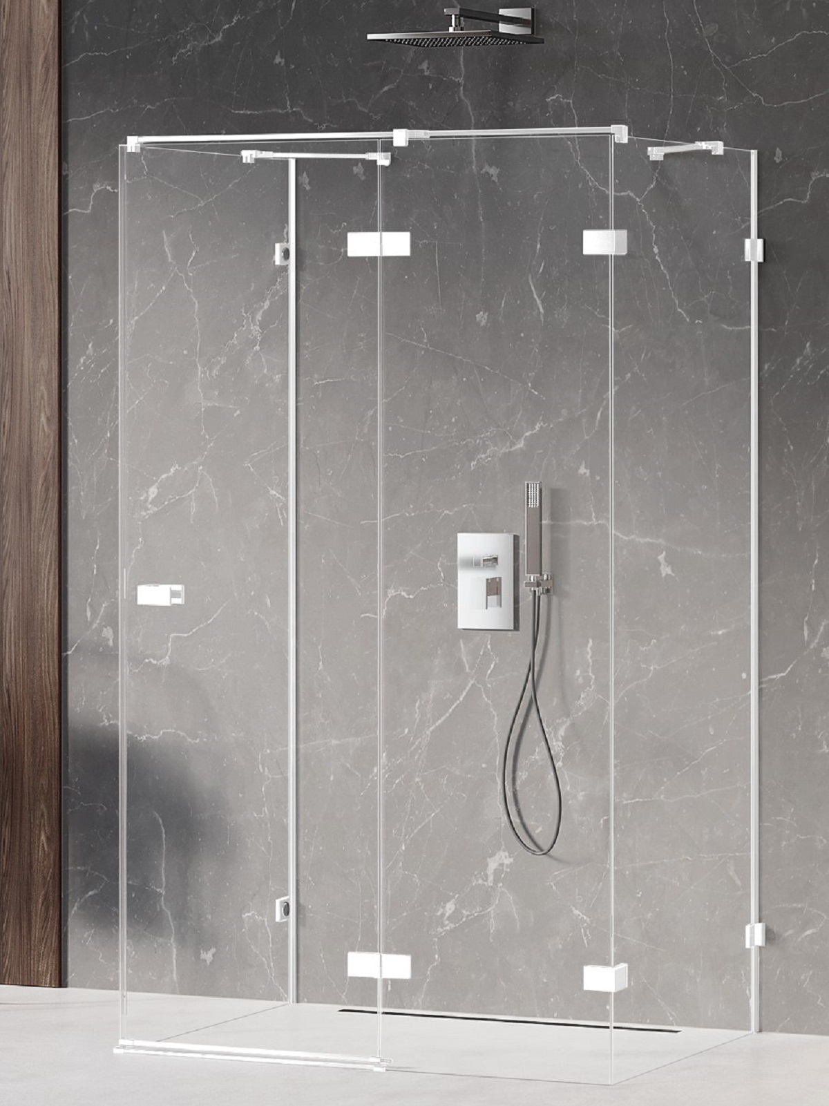 New Trendy Avexa White Dusche 120x90 cm rechteckig weiß Matte/durchsichtiges Glas EXK-2887