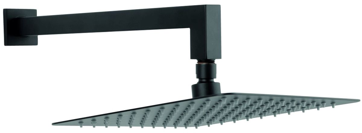 Ferro Kopfbrause mit Arm 25x25 cm quadratisch schwarz NPT14BL