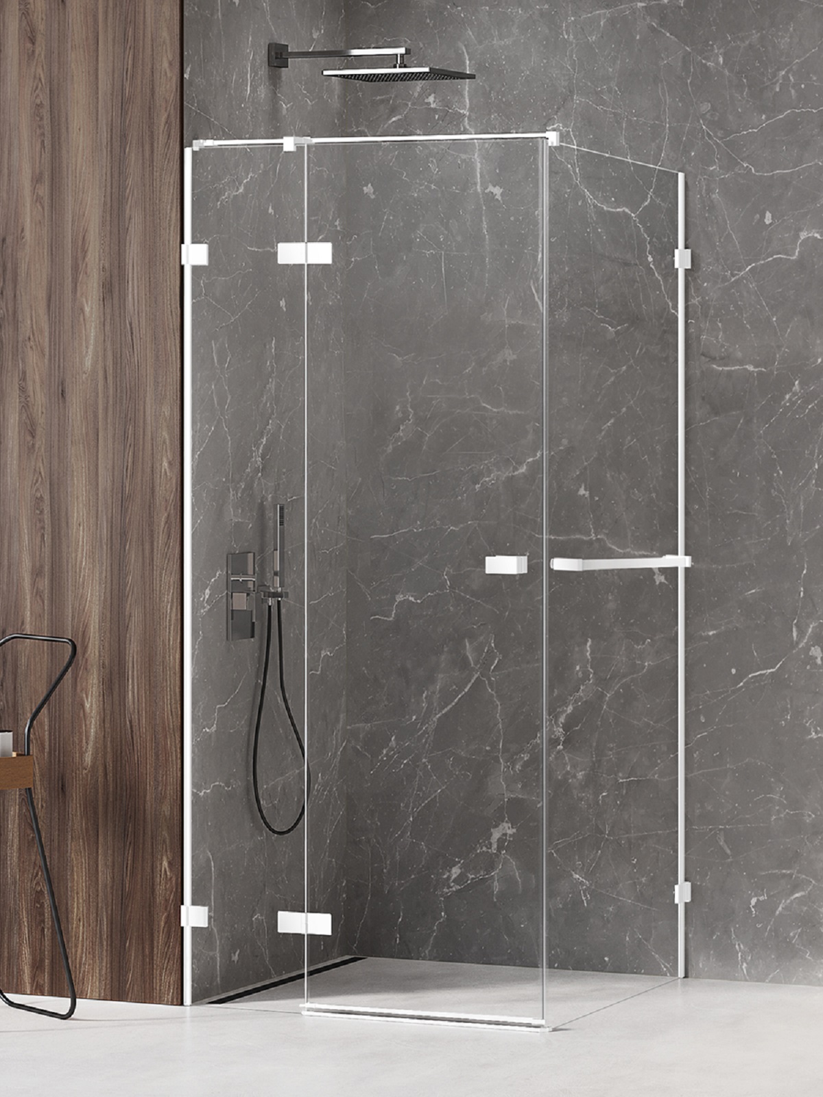 New Trendy Avexa White Dusche 100x70 cm rechteckig weiß Matte/durchsichtiges Glas EXK-2773