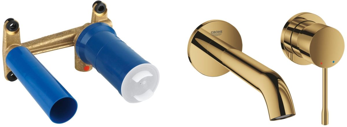 Set Waschtischarmatur Grohe Essence 19408GL1, Verdecktes Wasserhahnelement Grohe Eurostyle 23571000