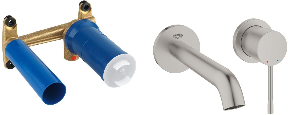 Set Waschtischarmatur Grohe Essence 19408DC1, Verdecktes Wasserhahnelement Grohe Eurostyle 23571000