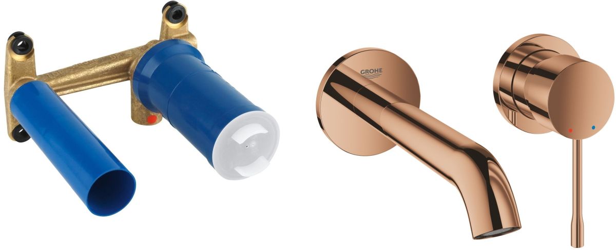 Set Waschtischarmatur Grohe Essence New 19408DA1, Verdecktes Wasserhahnelement Grohe Eurostyle 23571000