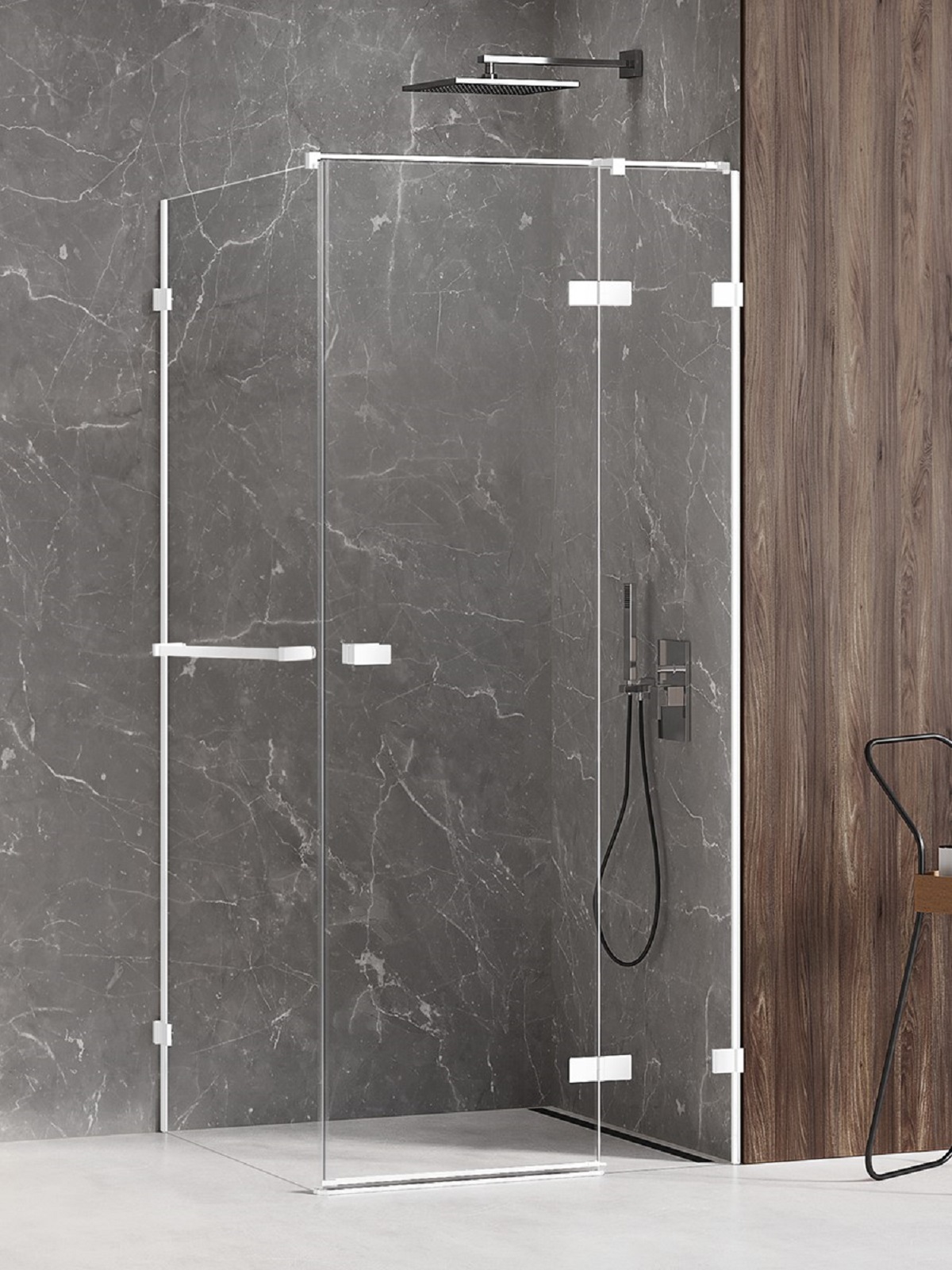 New Trendy Avexa White Dusche 120x90 cm rechteckig weiß Matte/durchsichtiges Glas EXK-2802