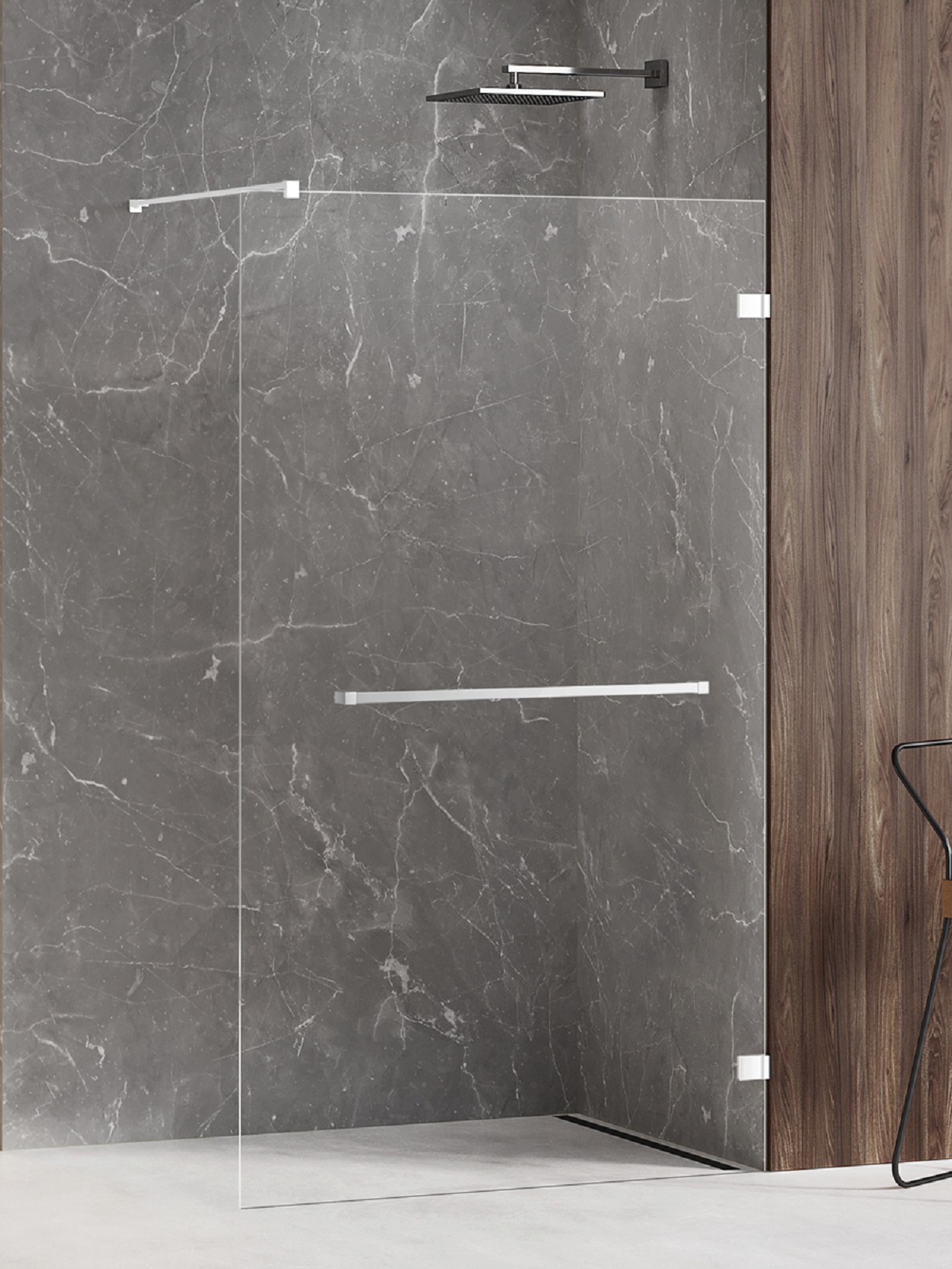 New Trendy Avexa White Begehbare Duschwand 80 cm weiß Matte/durchsichtiges Glas EXK-2941