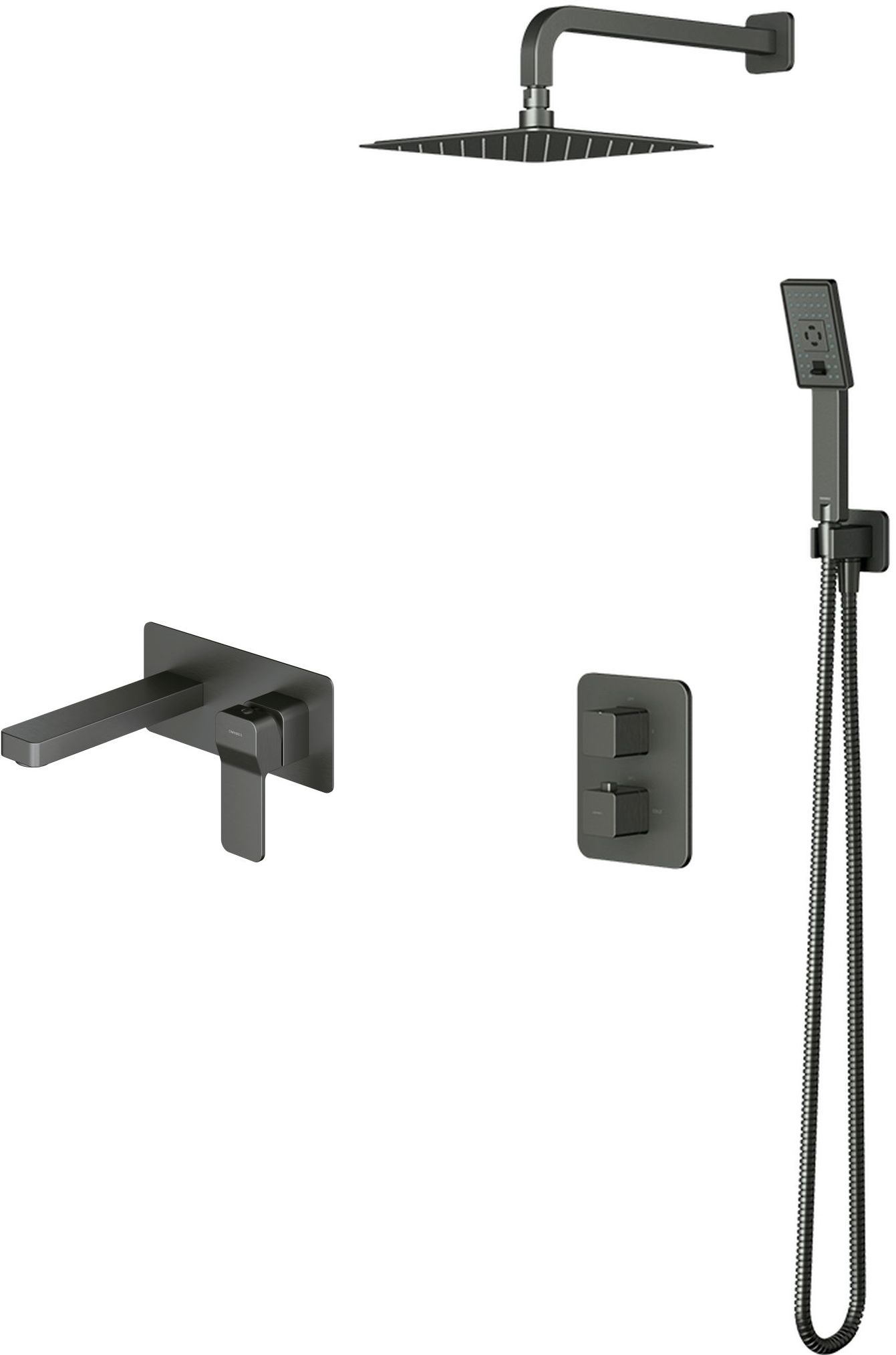 Set Duschset Omnires Slide SYSSL11GR, Waschtischarmatur Omnires Slide SL7715GR