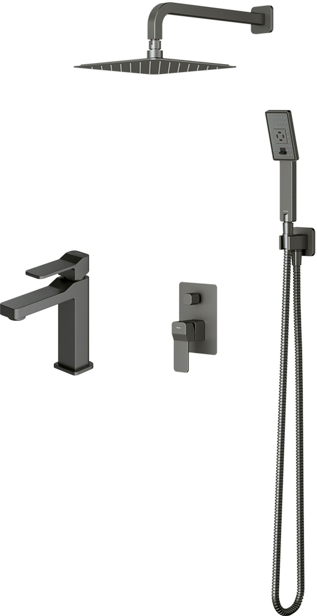 Set Duschset Omnires Slide SYSSL12GR, Waschtischarmatur Omnires Slide SL7710GR