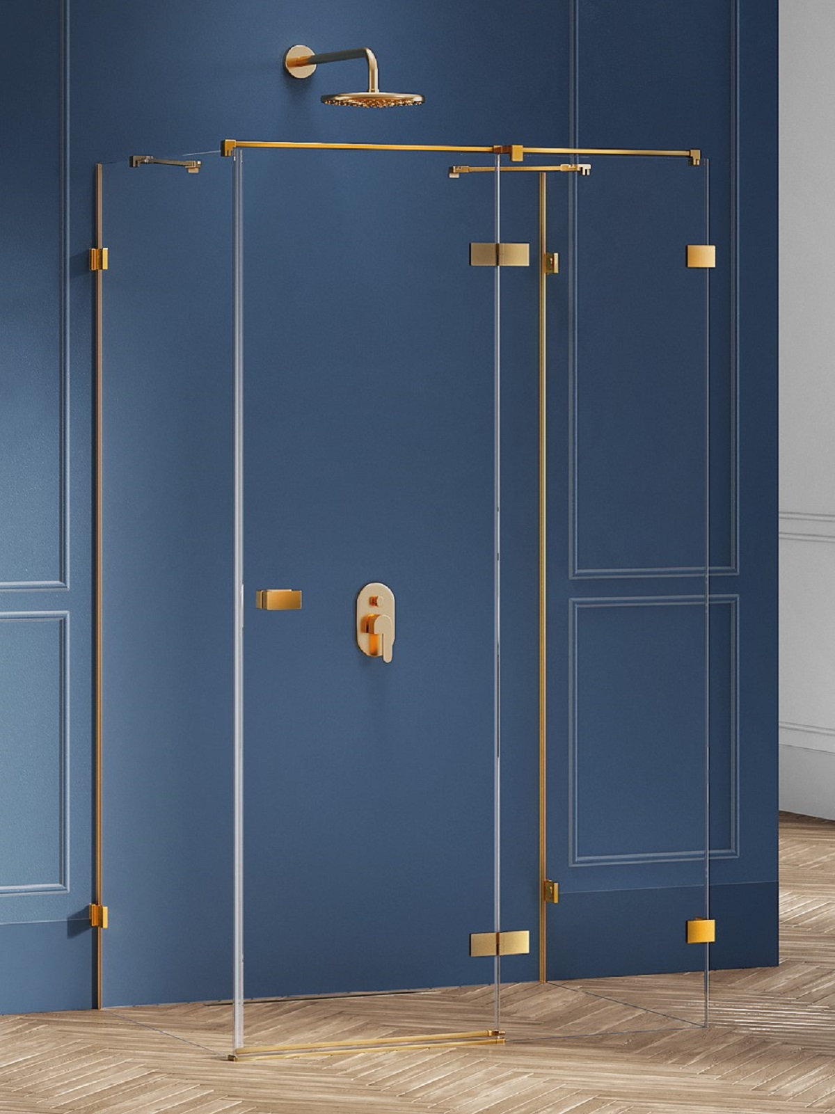 New Trendy Avexa Gold Brushed Dusche 120x80 cm rechteckig gold gebürstet/durchsichtiges Glas EXK-3105