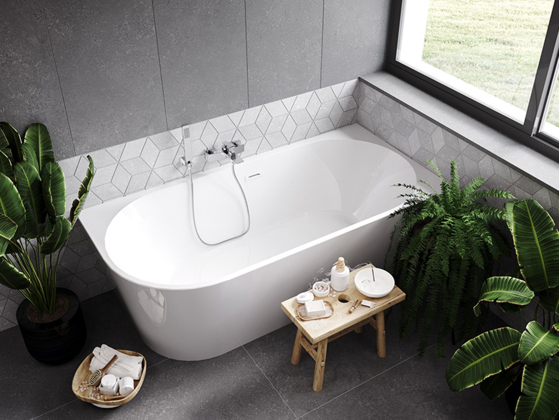 Besco Zoya Wandmontierte Badewanne 150x75 cm rechteckig weiß #WAS-150-ZPC