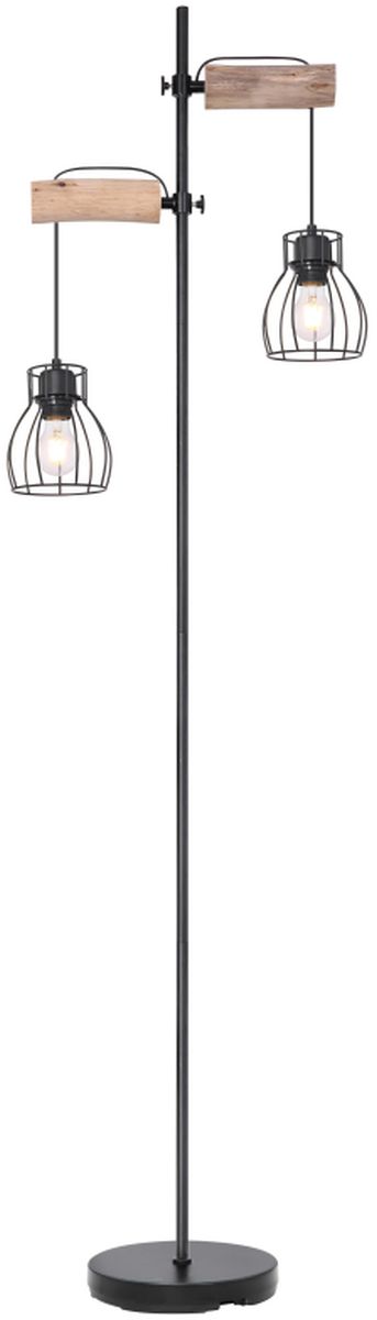 Globo Lighting Mina Stehlampe 2x40 W schwarz-holz 15326-2SN