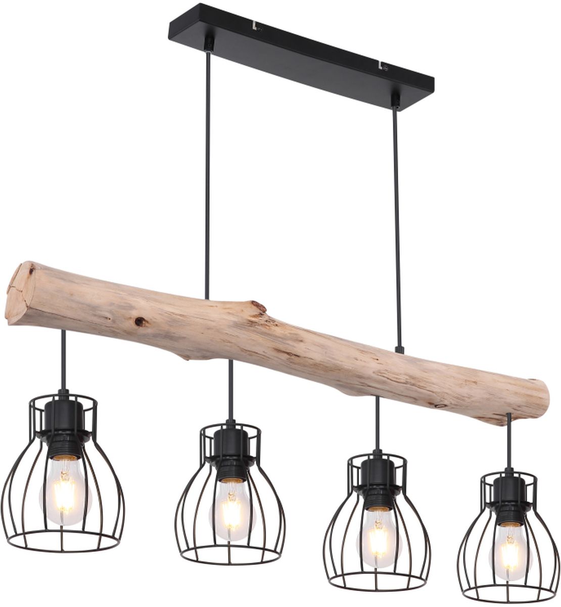 Globo Lighting Mina Pendelleuchte 4x40 W schwarz-holz 15326-4N