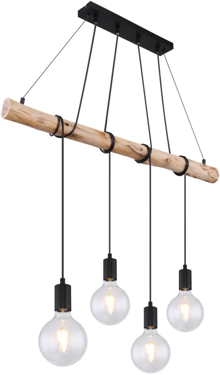 Globo Lighting Auston Pendelleuchte 4x60 W schwarz-holz 15439-4