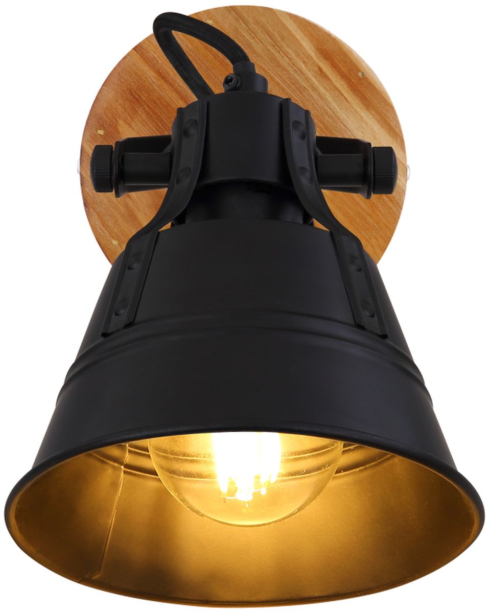 Globo Lighting Günther Leuchter 1x60 W schwarz-gold-holz 15466S-1