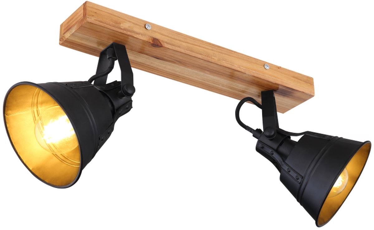 Globo Lighting Günther Deckenlampe 2x60 W schwarz-gold-holz 15466S-2
