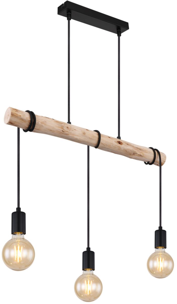 Globo Lighting Gregor Pendelleuchte 3x60 W schwarz-holz 15539-3H