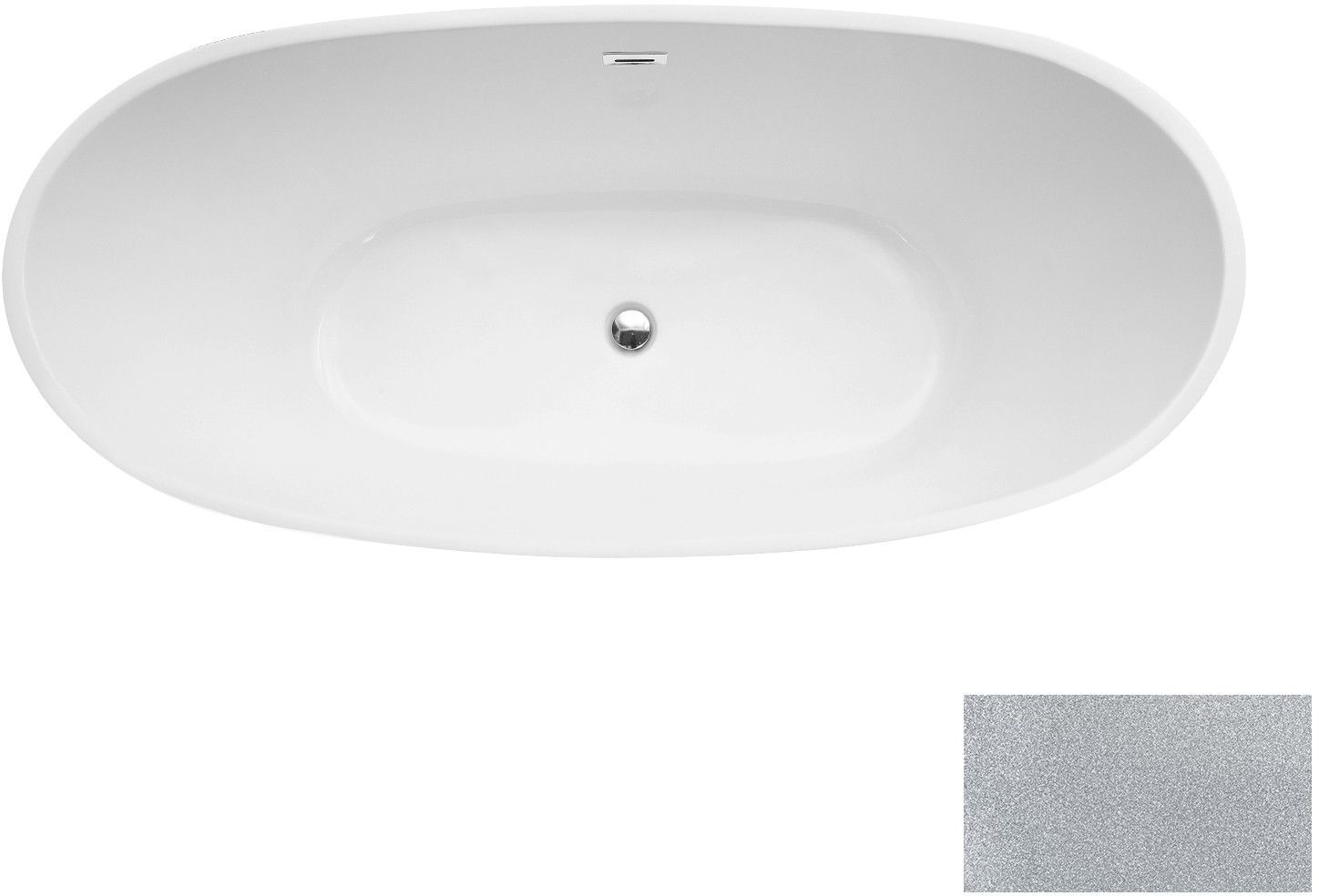 Besco Ayla Freistehende Badewanne 170x80 cm oval zweifarbig #WAS-170-AYSZ