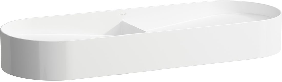 Laufen Sonar Waschbecken 100x37 cm halbrund Aufsatzwaschbecken-Doppelt weiß H8123487571121