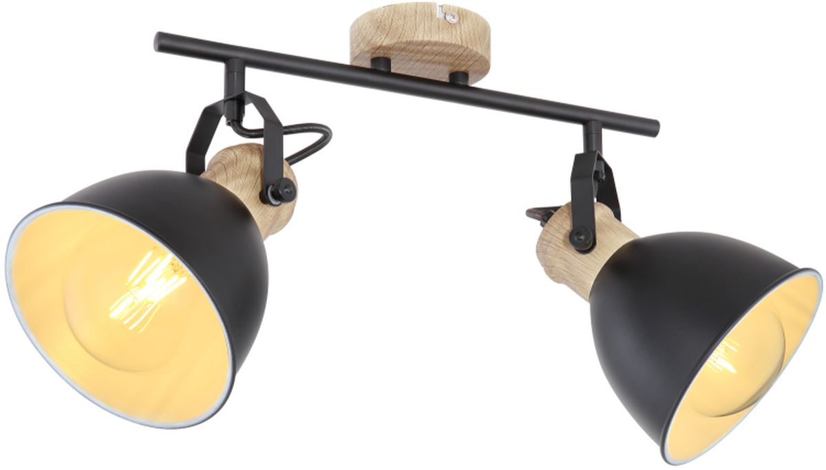 Globo Lighting Wiho Deckenlampe 2x40 W schwarz-holz 54018-2S