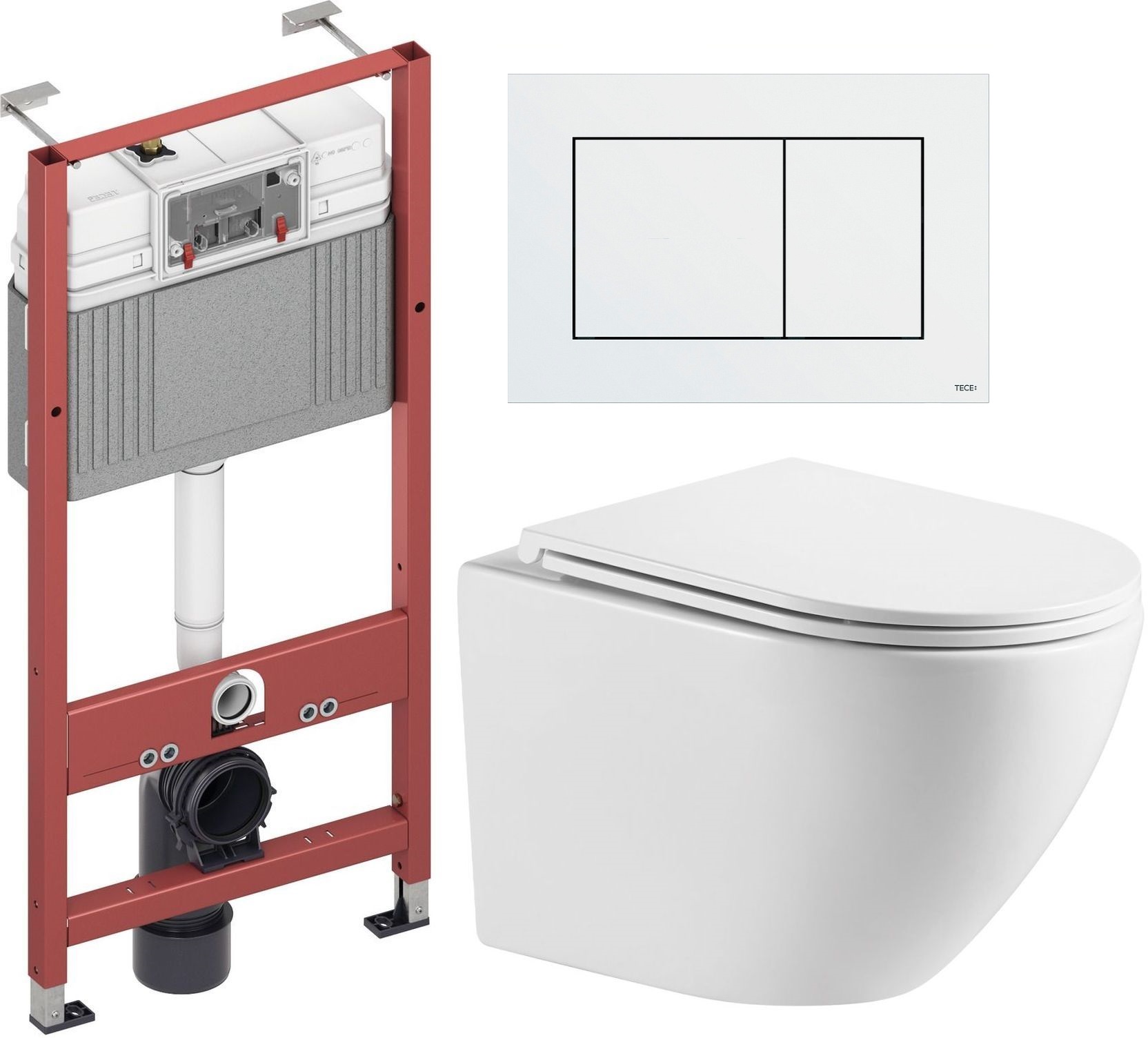 Set Unterputzrahmen Tece Base 9400407, WC-Becken mit Absenkautomatik-Sitz Omnires Ottawa OTTAWAMWBP, 9.240.400