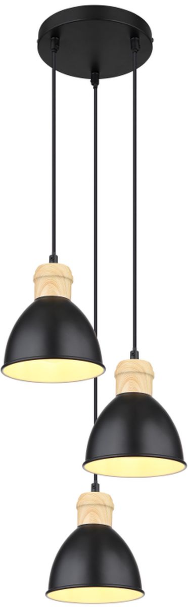 Globo Lighting Wiho Pendelleuchte 3x40 W schwarz-holz 54018-3HS