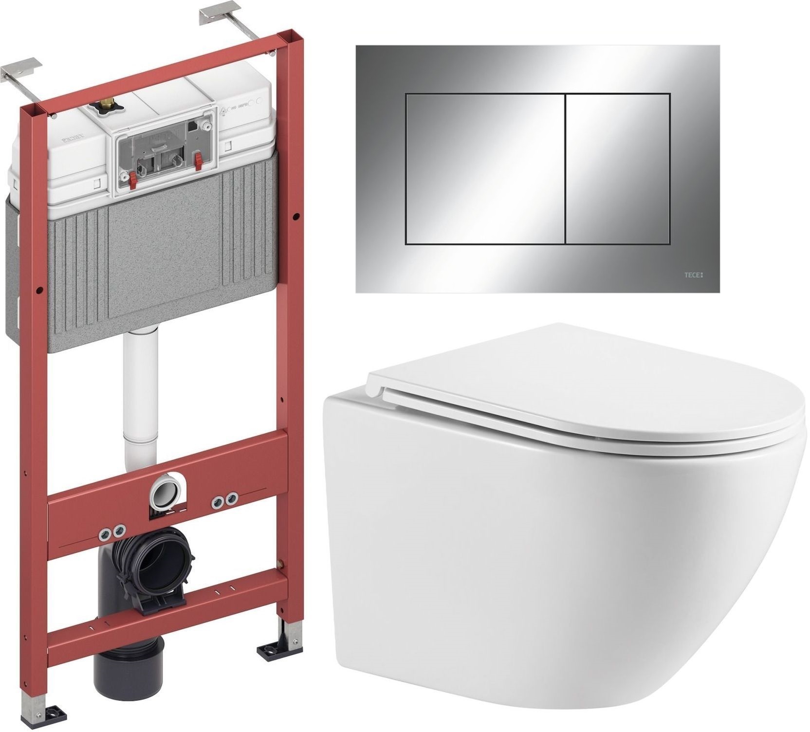 Set Unterputzrahmen Tece Base 9400407, WC-Becken mit Absenkautomatik-Sitz Omnires Ottawa OTTAWAMWBP, 9.240.401