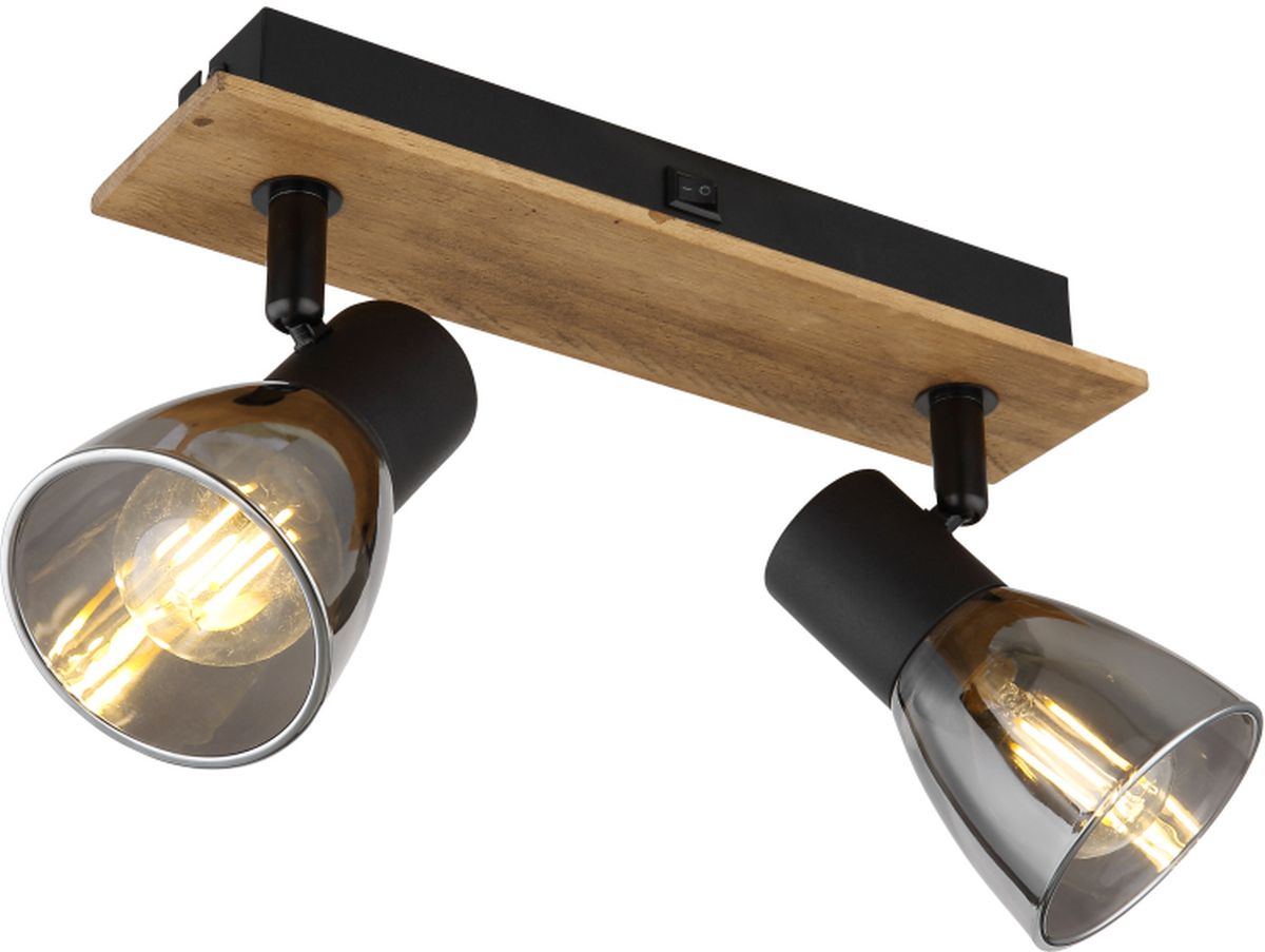 Globo Lighting Claude Leuchter 2x40 W schwarz-verraucht-holz 54307-2W
