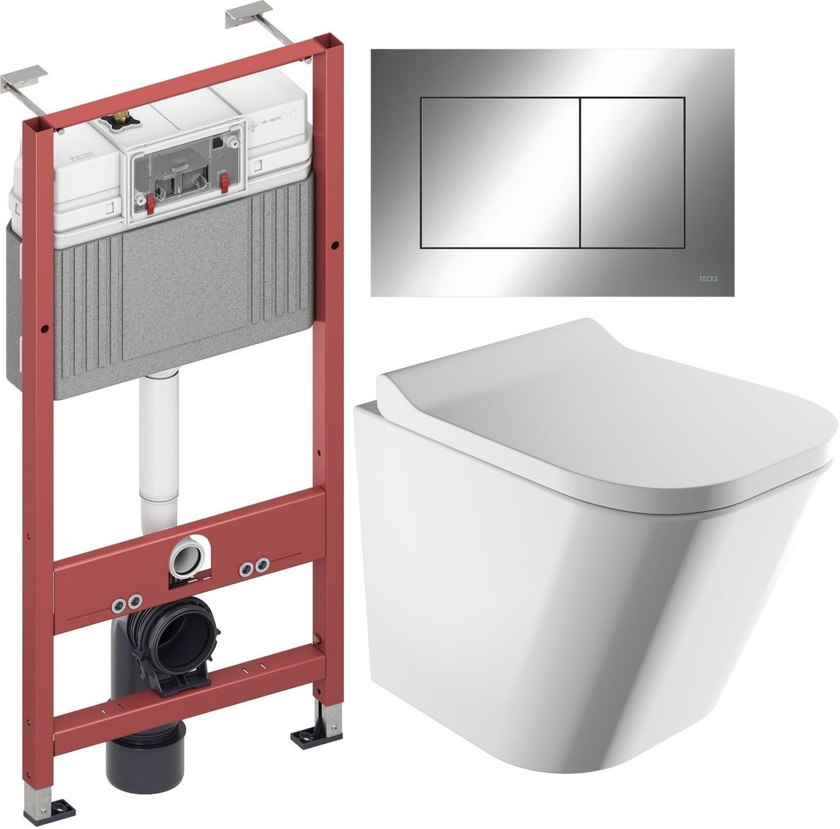 Set Unterputzrahmen Tece Base 9400407, WC-Becken mit Absenkautomatik-Sitz Omnires Fontana FONTANAMWBP, 9.240.401