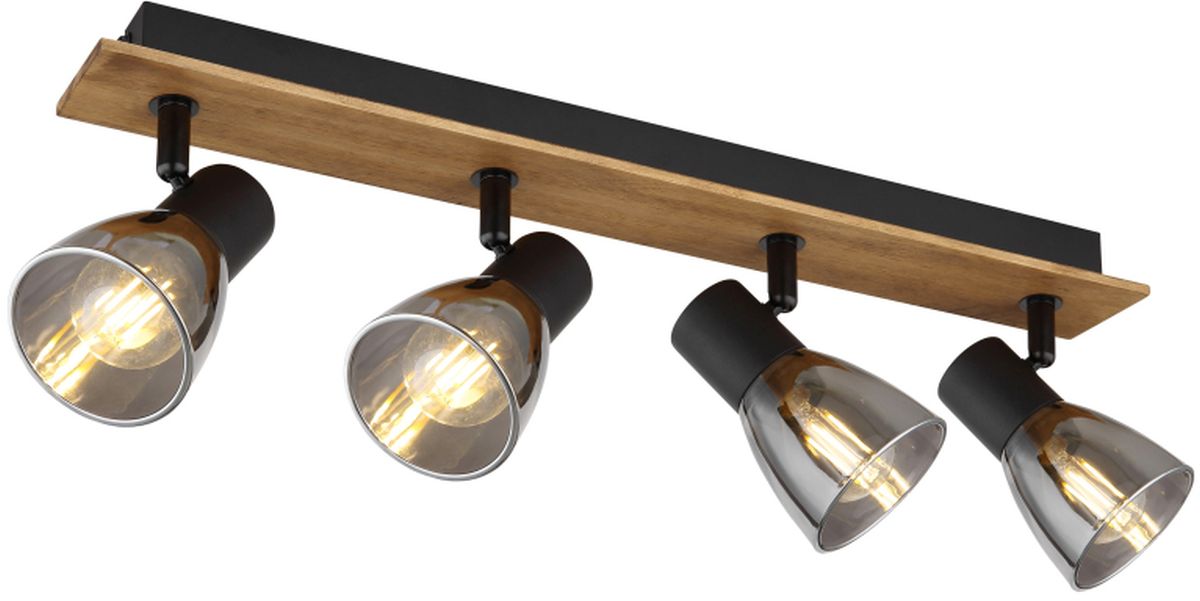 Globo Lighting Claude Deckenlampe 4x40 W schwarz-verraucht-holz 54307-4W