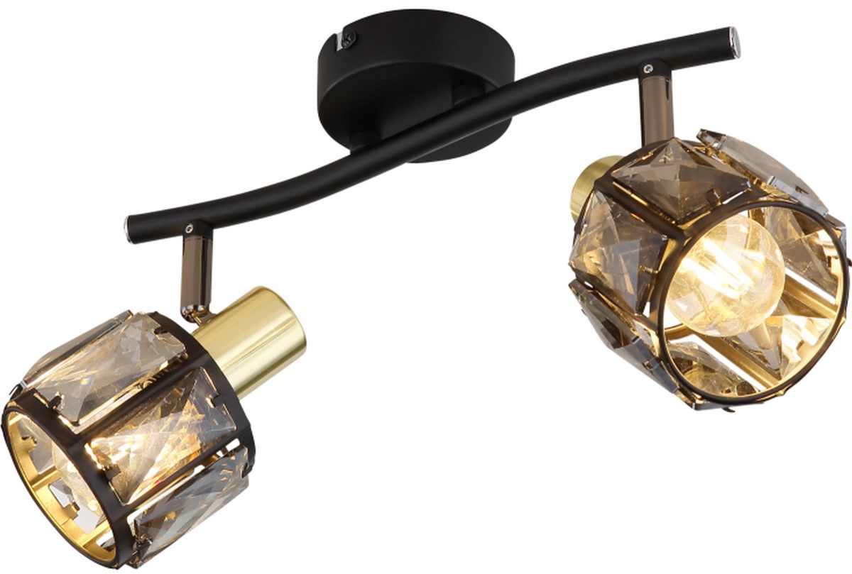 Globo Lighting Indiana Deckenlampe 2x40 W schwarz-verraucht-gold 54357-2B