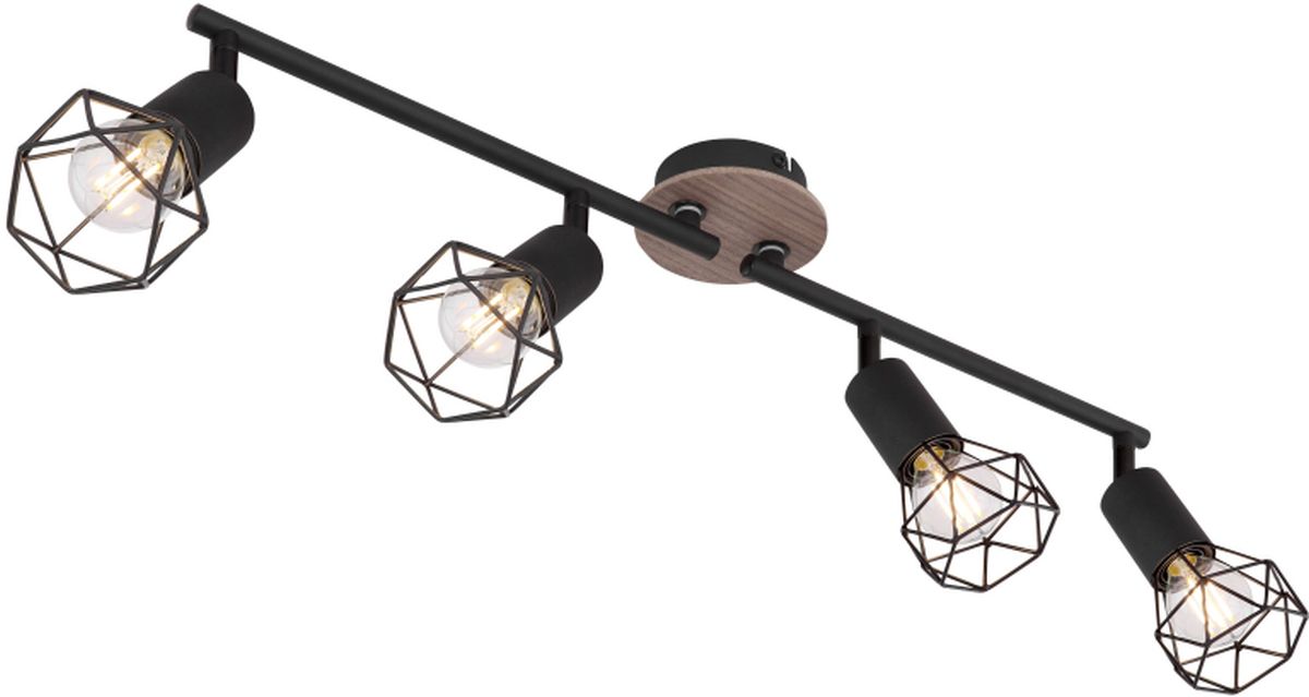 Globo Lighting Xara I Deckenlampe 4x40 W schwarz-holz 54802S-4H
