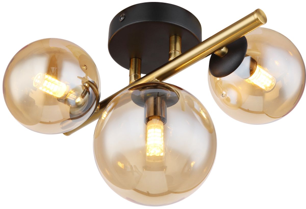 Globo Lighting Riha Leuchter 3x3.5 W schwarz-gold-bernstein 56135-3W