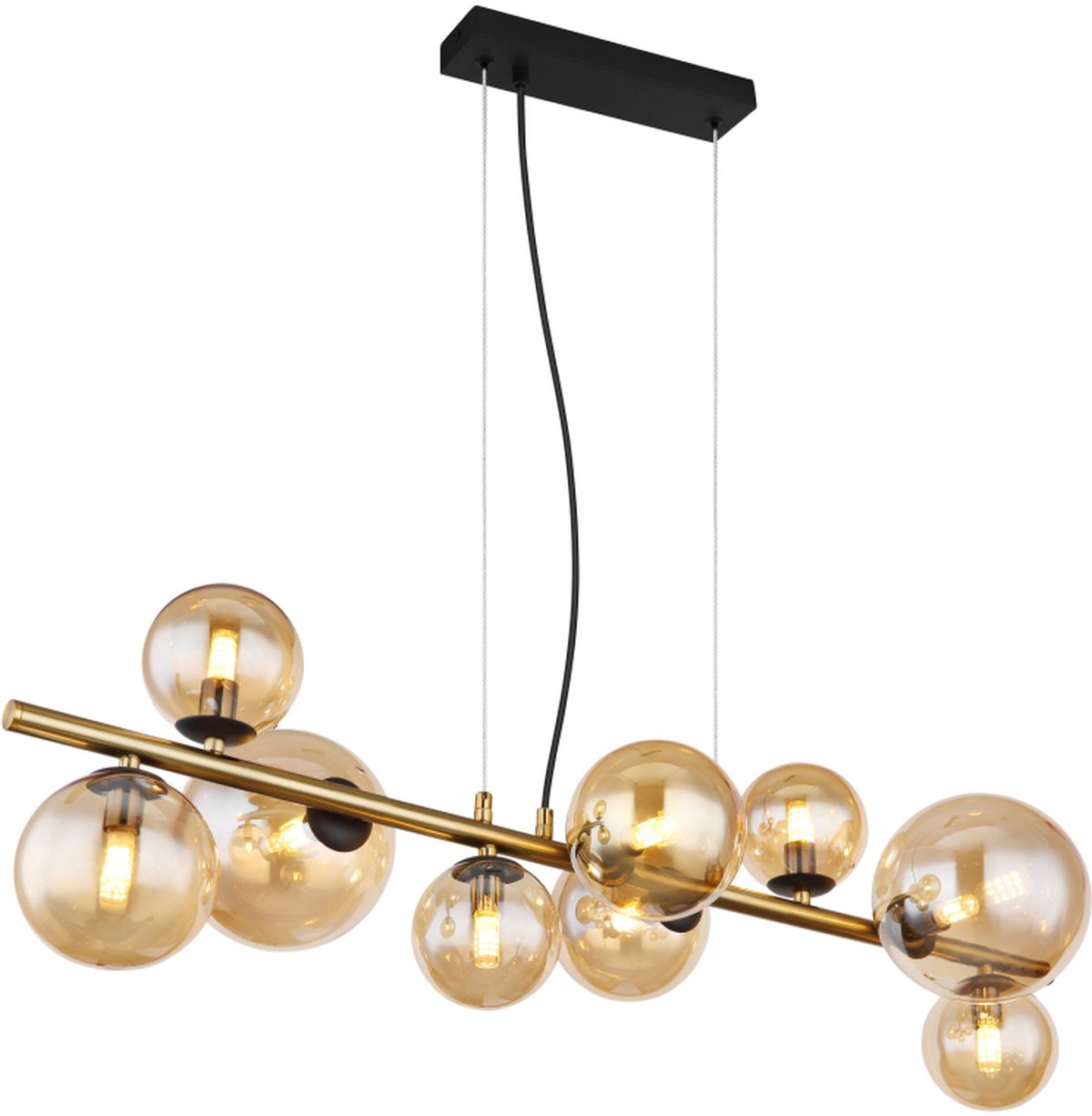 Globo Lighting Riha Pendelleuchte x3.5 W schwarz-messing-bernstein 56135-9H